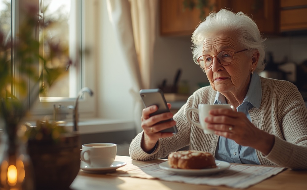 babicka_zena_maminka_telefon_knihobazeAI